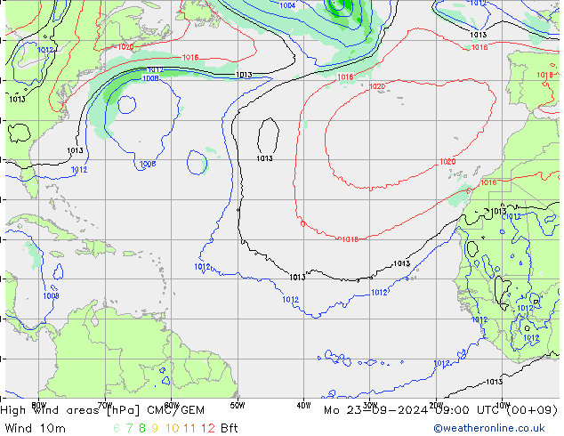 High wind areas CMC/GEM Mo 23.09.2024 09 UTC