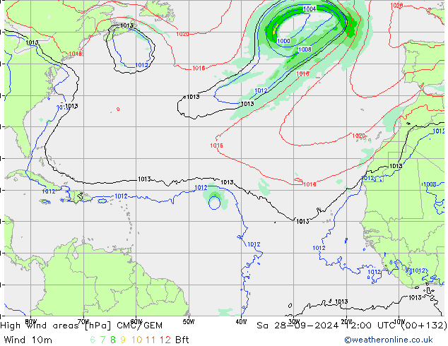 High wind areas CMC/GEM сб 28.09.2024 12 UTC