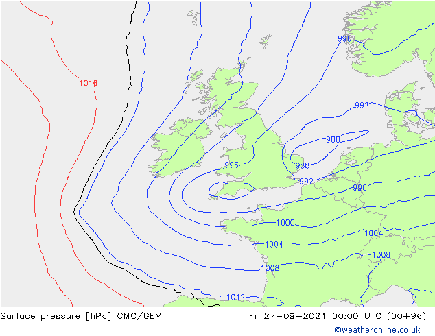 Pressione al suolo CMC/GEM ven 27.09.2024 00 UTC