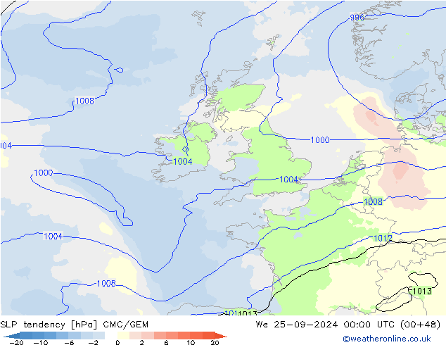 SLP tendency CMC/GEM We 25.09.2024 00 UTC