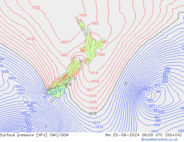 pression de l'air CMC/GEM mer 25.09.2024 06 UTC