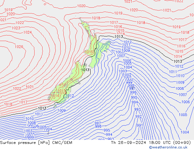 Surface pressure CMC/GEM Th 26.09.2024 18 UTC