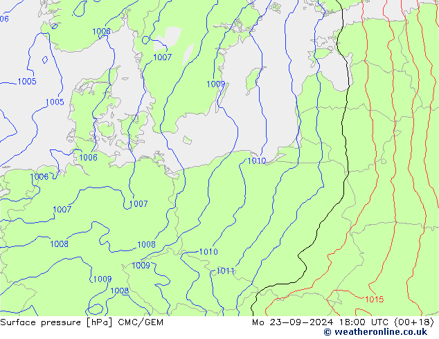 Pressione al suolo CMC/GEM lun 23.09.2024 18 UTC