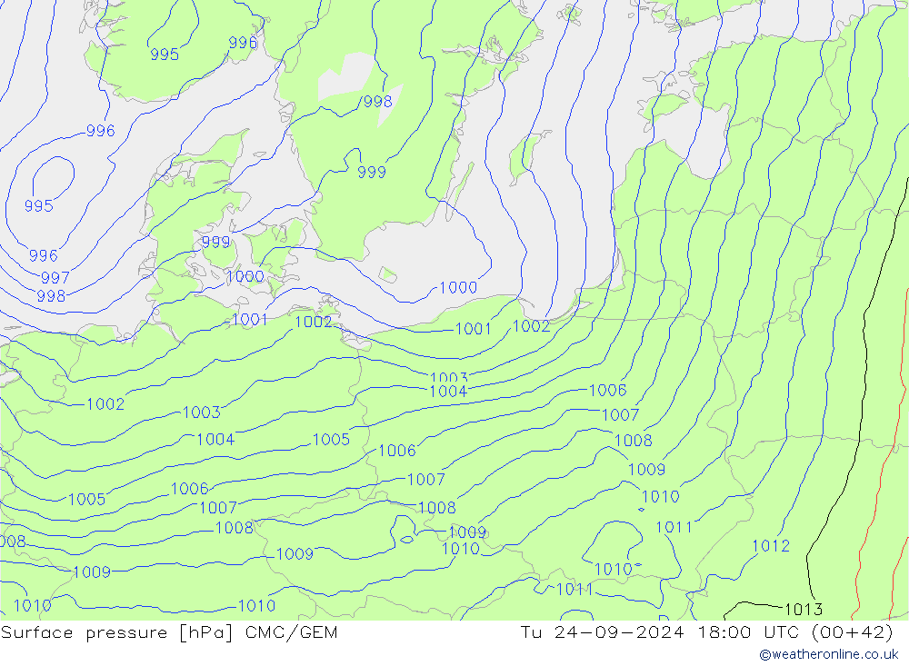 Luchtdruk (Grond) CMC/GEM di 24.09.2024 18 UTC