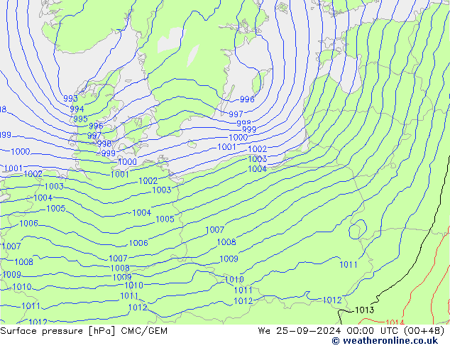 Surface pressure CMC/GEM We 25.09.2024 00 UTC