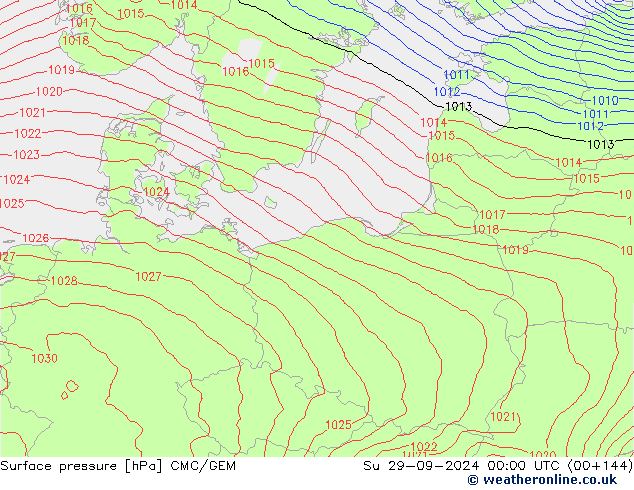 pression de l'air CMC/GEM dim 29.09.2024 00 UTC