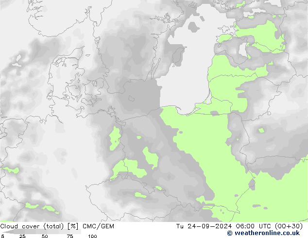 Nubes (total) CMC/GEM mar 24.09.2024 06 UTC