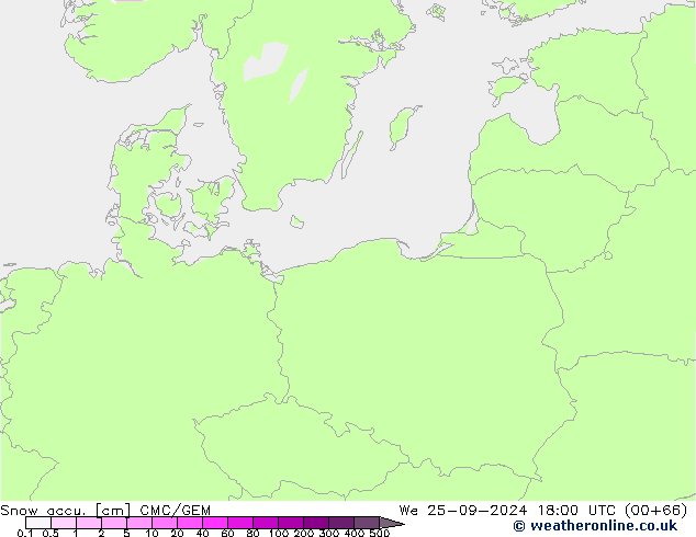 Snow accu. CMC/GEM śro. 25.09.2024 18 UTC