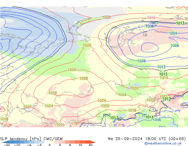 SLP tendency CMC/GEM We 25.09.2024 18 UTC