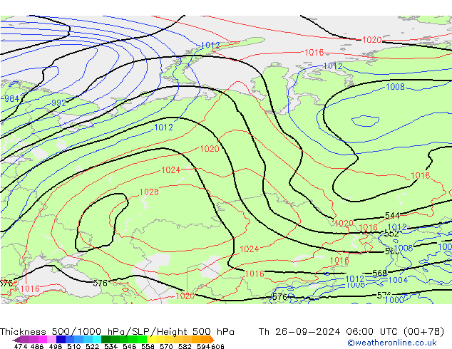 Theta-e 850hPa CMC/GEM czw. 26.09.2024 06 UTC