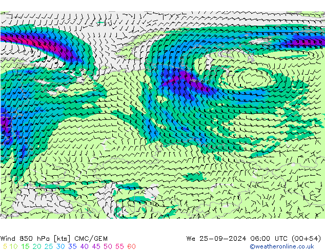  850 hPa CMC/GEM  25.09.2024 06 UTC