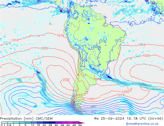 Precipitation CMC/GEM We 25.09.2024 18 UTC