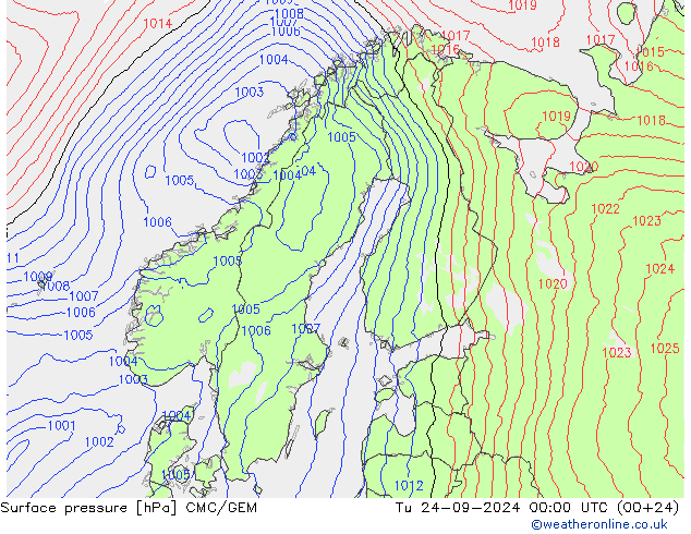 pression de l'air CMC/GEM mar 24.09.2024 00 UTC