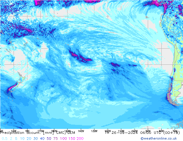 Precipitation accum. CMC/GEM Th 26.09.2024 06 UTC