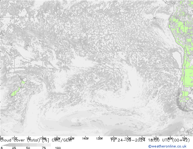 Bewolking (Totaal) CMC/GEM di 24.09.2024 18 UTC