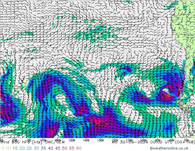 Wind 850 hPa CMC/GEM Mo 30.09.2024 00 UTC