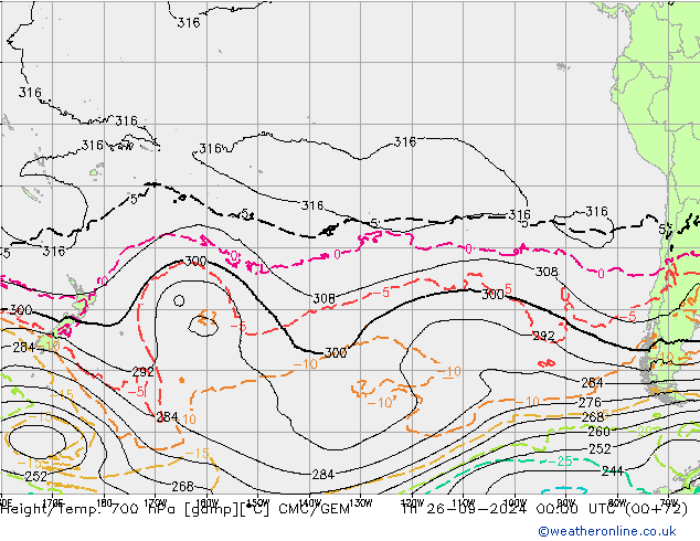 Height/Temp. 700 hPa CMC/GEM gio 26.09.2024 00 UTC