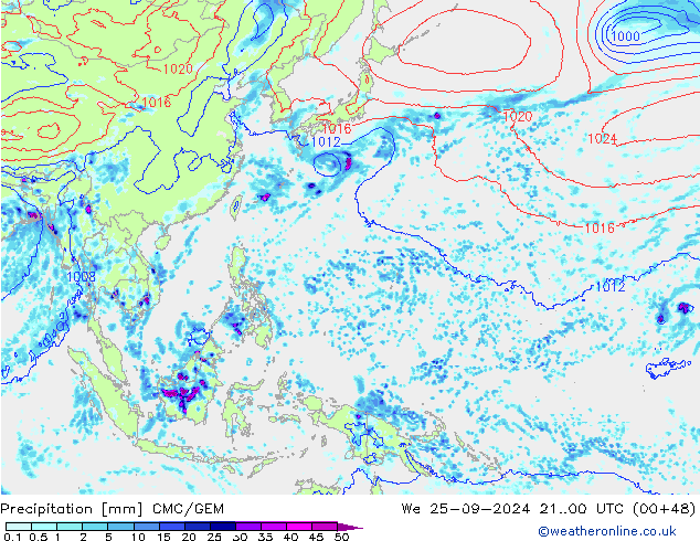 Precipitazione CMC/GEM mer 25.09.2024 00 UTC