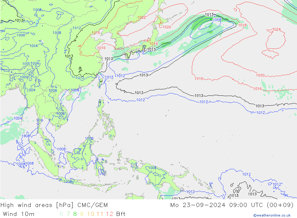 High wind areas CMC/GEM Seg 23.09.2024 09 UTC