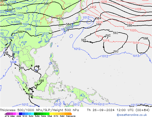 Theta-e 850hPa CMC/GEM Čt 26.09.2024 12 UTC