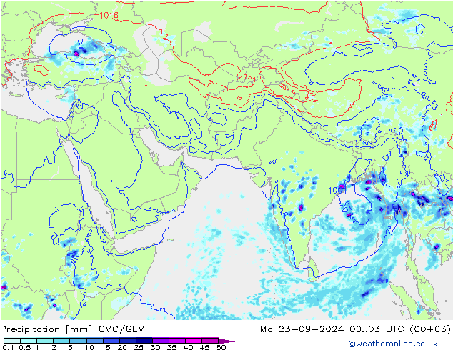 Precipitation CMC/GEM Mo 23.09.2024 03 UTC