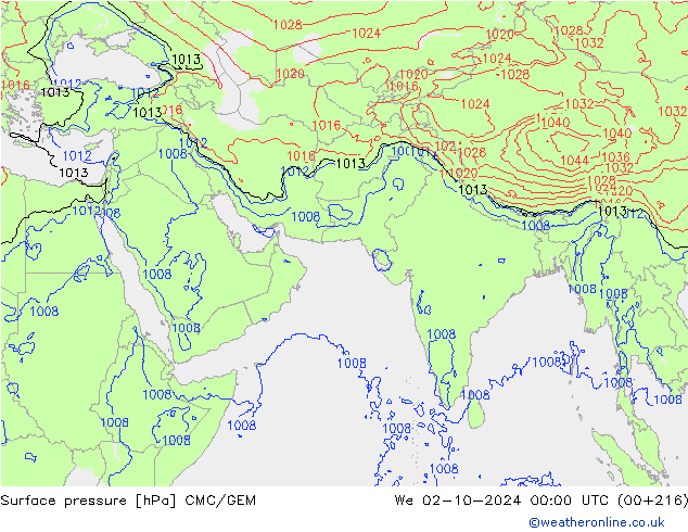 pressão do solo CMC/GEM Qua 02.10.2024 00 UTC