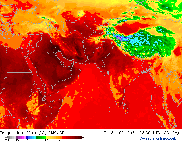 Temperatura (2m) CMC/GEM mar 24.09.2024 12 UTC