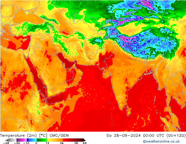 Temperature (2m) CMC/GEM So 28.09.2024 00 UTC