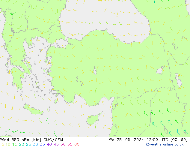 Viento 850 hPa CMC/GEM mié 25.09.2024 12 UTC