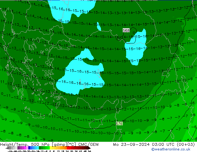 Height/Temp. 500 hPa CMC/GEM Mo 23.09.2024 03 UTC