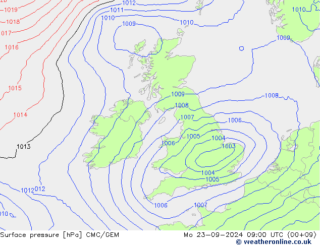 Pressione al suolo CMC/GEM lun 23.09.2024 09 UTC