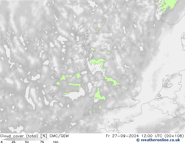 Nubes (total) CMC/GEM vie 27.09.2024 12 UTC