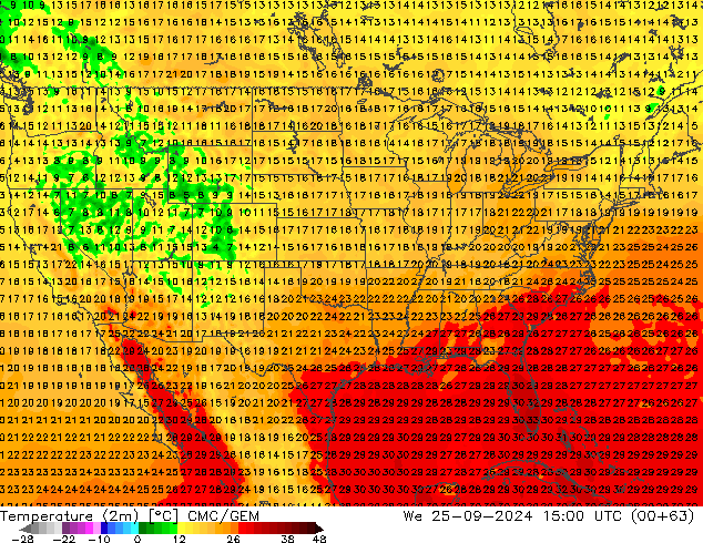 Temperature (2m) CMC/GEM We 25.09.2024 15 UTC