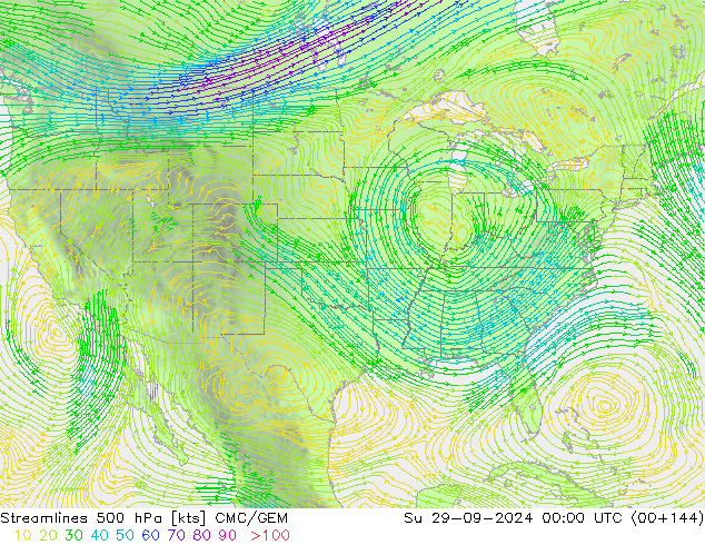 Stroomlijn 500 hPa CMC/GEM zo 29.09.2024 00 UTC