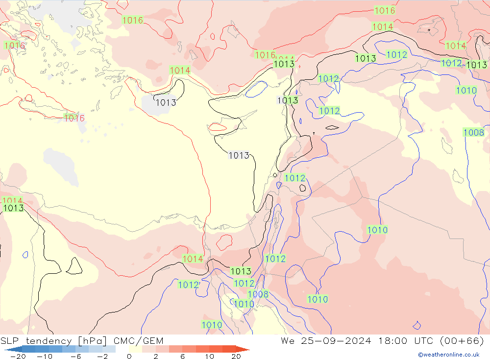 SLP tendency CMC/GEM We 25.09.2024 18 UTC