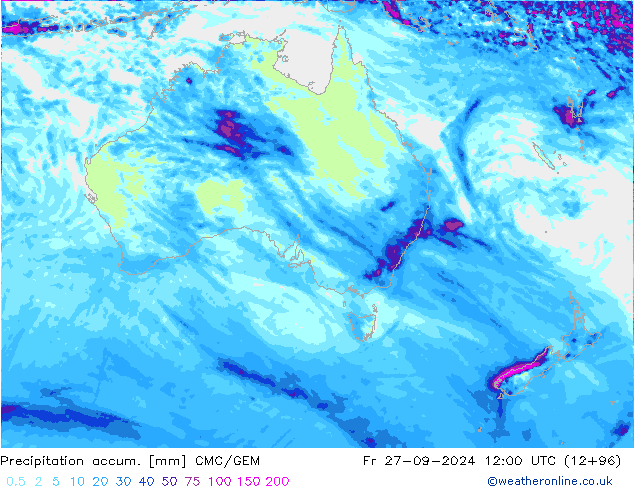 Precipitation accum. CMC/GEM Fr 27.09.2024 12 UTC