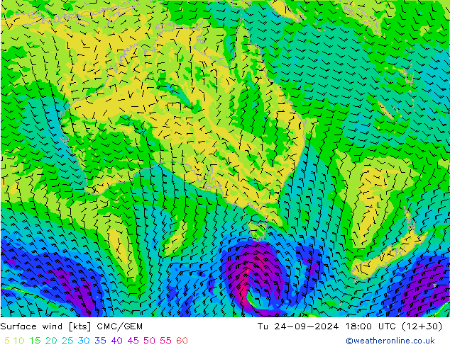 Surface wind CMC/GEM Tu 24.09.2024 18 UTC