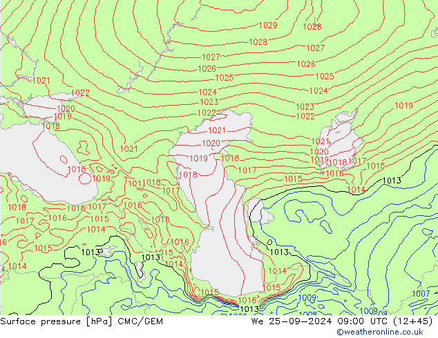 Luchtdruk (Grond) CMC/GEM wo 25.09.2024 09 UTC