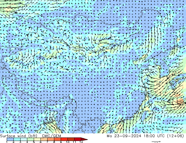  10 m (bft) CMC/GEM  23.09.2024 18 UTC