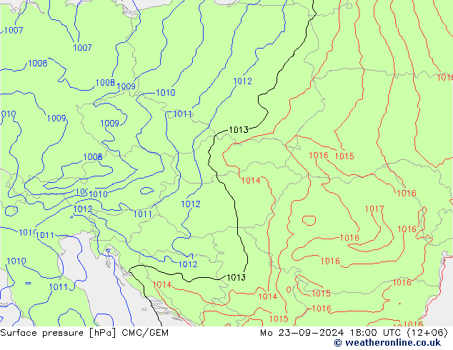 Surface pressure CMC/GEM Mo 23.09.2024 18 UTC