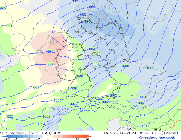 Tendance de pression  CMC/GEM jeu 26.09.2024 06 UTC