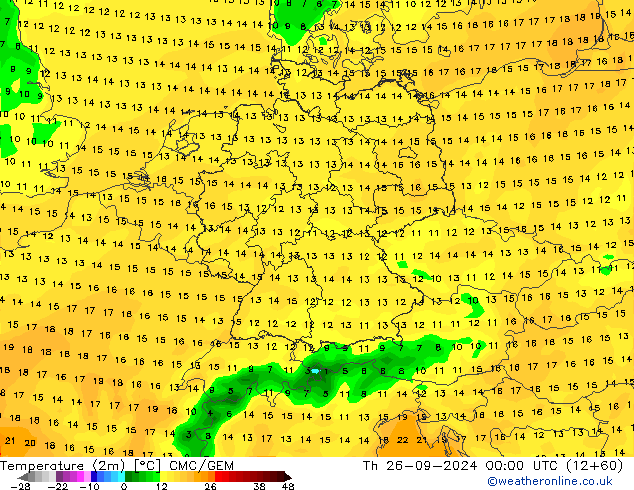 Temperatuurkaart (2m) CMC/GEM do 26.09.2024 00 UTC