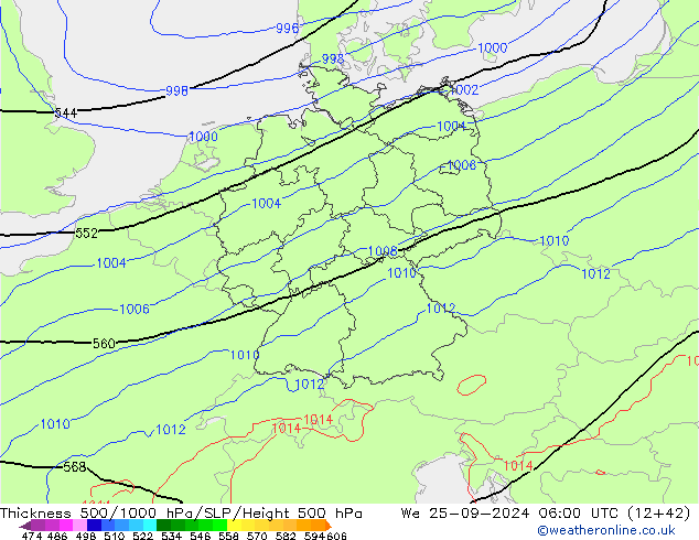 Theta-e 850hPa CMC/GEM Qua 25.09.2024 06 UTC