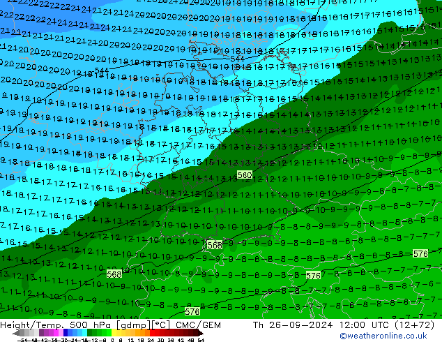 Height/Temp. 500 hPa CMC/GEM Do 26.09.2024 12 UTC