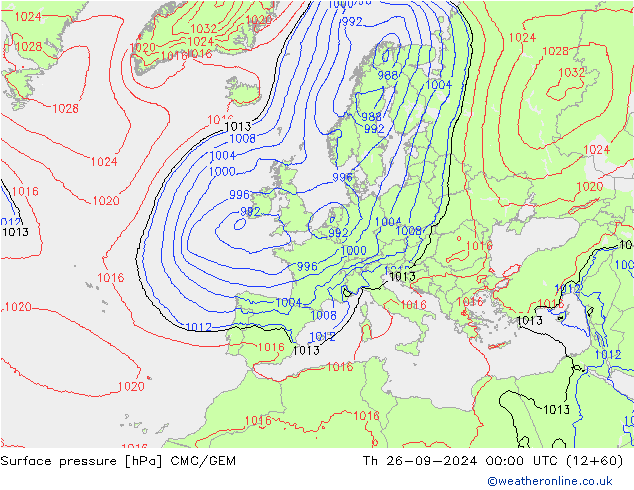 Pressione al suolo CMC/GEM gio 26.09.2024 00 UTC