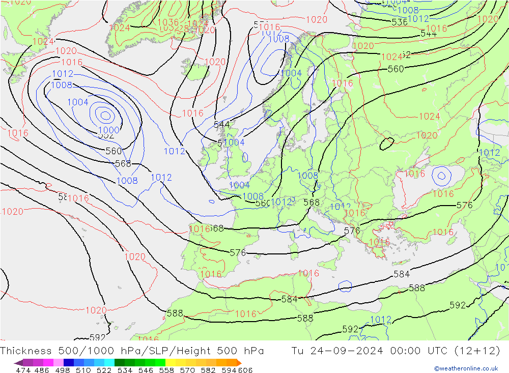 Theta-e 850hPa CMC/GEM Tu 24.09.2024 00 UTC