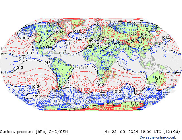 Surface pressure CMC/GEM Mo 23.09.2024 18 UTC