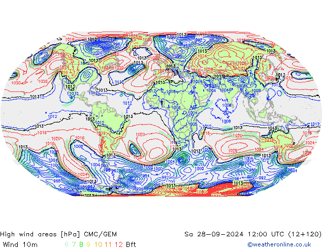 Windvelden CMC/GEM za 28.09.2024 12 UTC