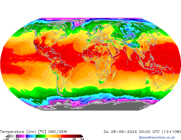 Temperature (2m) CMC/GEM Sa 28.09.2024 00 UTC