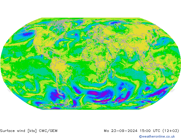 Rüzgar 10 m CMC/GEM Pzt 23.09.2024 15 UTC